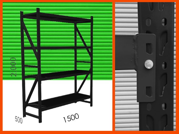 1000KG 3.5M Storage Shelving Display Shelving Black 3.5mx2mx0.5m Carousel 2