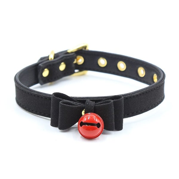 Handmade Sexy Alternative metal PU Leather Collar Bell Choker slave Carousel 1