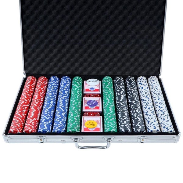Poker Chip Set 1000pc Chips Texas Hold'em Casino Gambling Dice Cards Carousel 1
