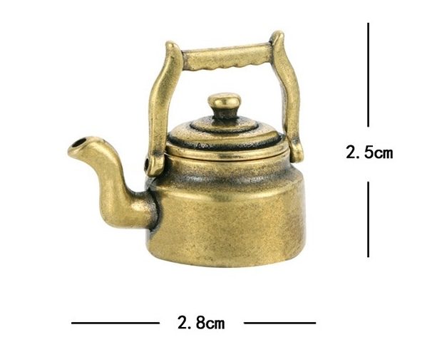 Brass Antique style collectable miniature statue solid Kettle Figurine Carousel 4