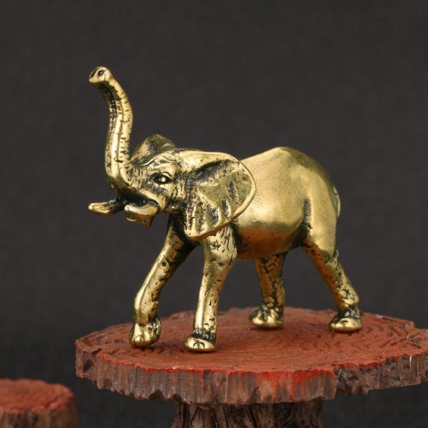 Brass Vintage collectable miniature sculpture carved brass Elephant Carousel 1