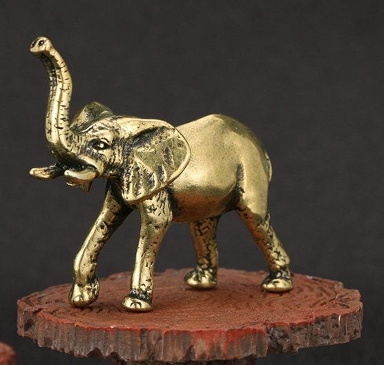 Brass Vintage collectable miniature sculpture carved brass Elephant Carousel 2