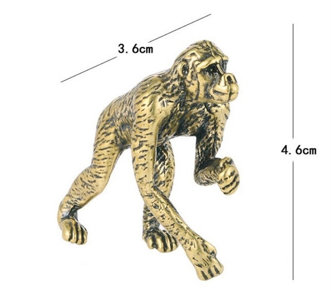 Brass Vintage collectable miniature sculpture carved brass Ape Carousel 4