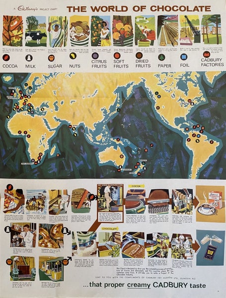 VINTAGE POSTER: The World of Chocolate - Cadbury Project Chart 1970s Carousel 1