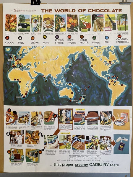 VINTAGE POSTER: The World of Chocolate - Cadbury Project Chart 1970s Carousel 2
