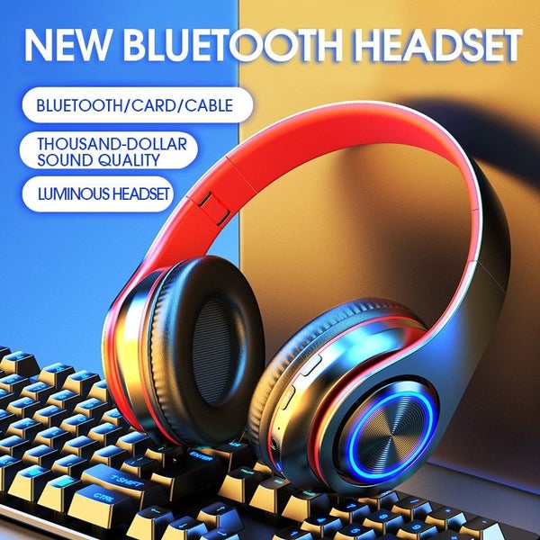 B39 Headphone With Wireless Bluetooth Colorful Light Pluggable Card Carousel 2