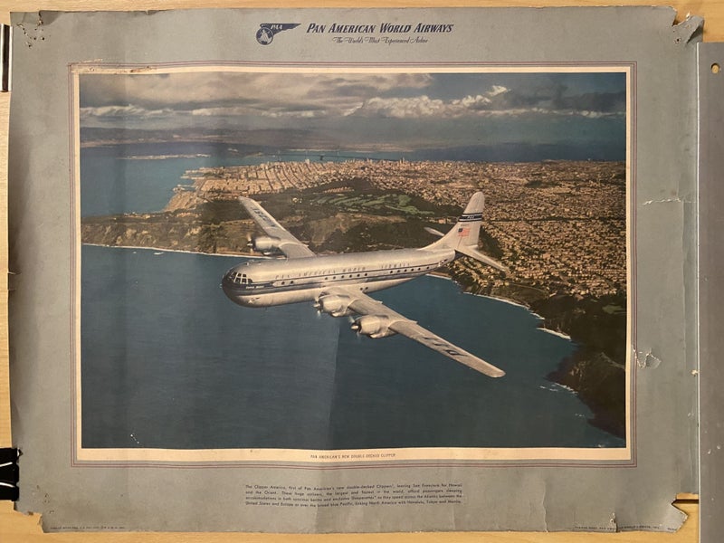 VINTAGE POSTER: Pan American World Airways - new double-decked Clipper 1949 Carousel 2
