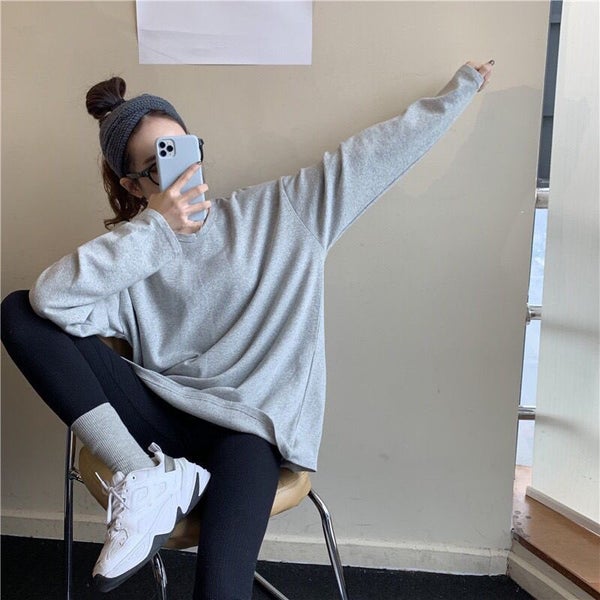 korean loose long sleeve tees women's autumn winter wild v-neck base Carousel 1