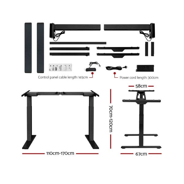Standing Desk Sit Stand Motorised Adjustable Frame Only Black Dual Motor Carousel 2