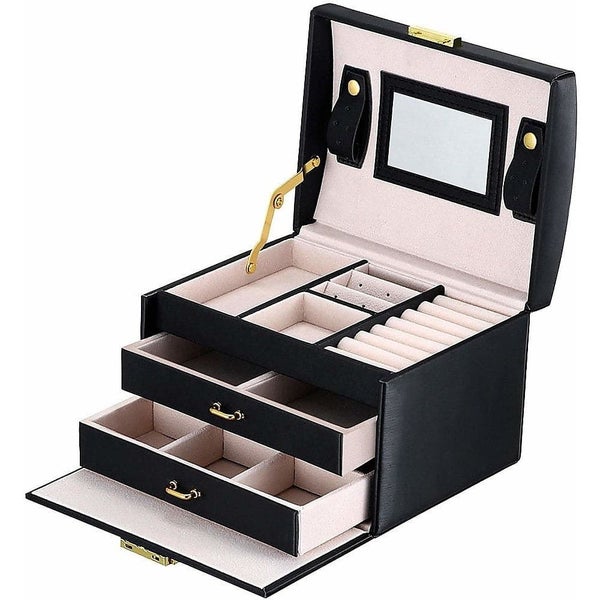 Jewellery Storage Box Girls Rings Necklaces Display Organiser Storage Case Carousel 1