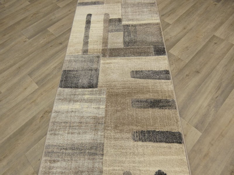 Aroha Abstract Modern Neutral Colour Turkish Hallway Runner 80cm Wide x Cut T... Carousel 2