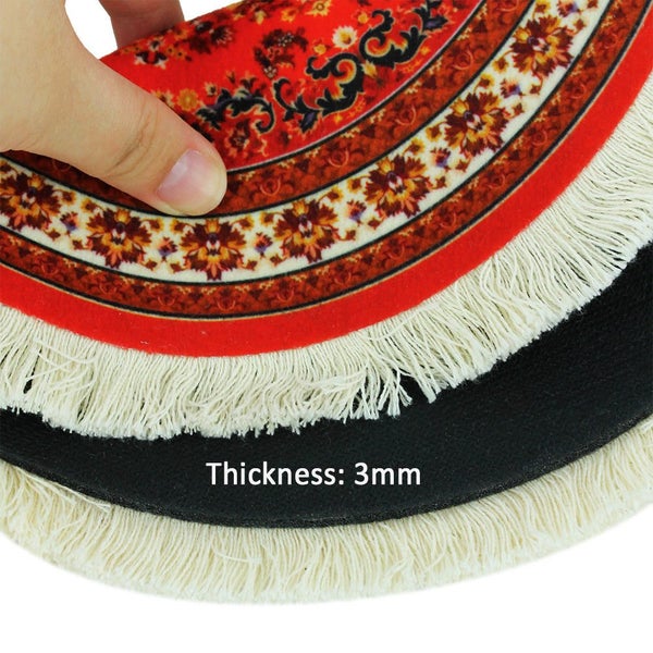 Round Persian Mini Woven Rug Mat Mousepad Retro Style Carousel 5