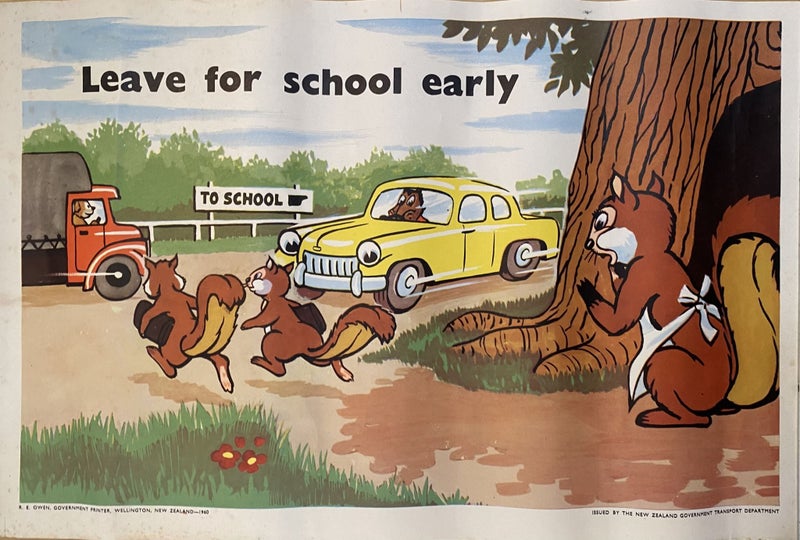 VINTAGE POSTER: New Zealand Transport Department / Children's Road Safety 1960 Carousel 1