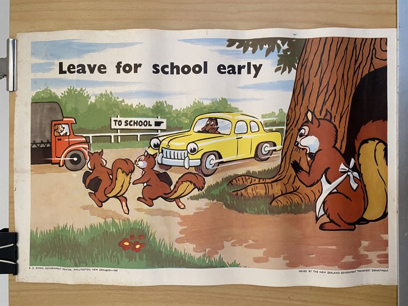 VINTAGE POSTER: New Zealand Transport Department / Children's Road Safety 1960 Carousel 2