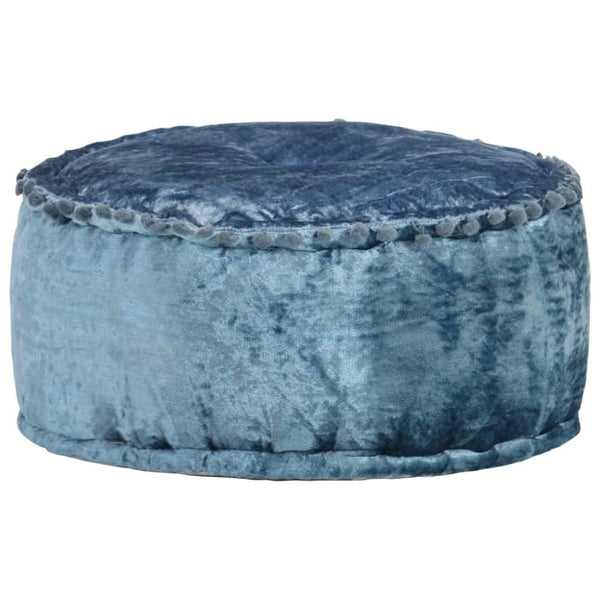 Round Pouffe Velvet 40x20 Cm Blue Xnipll Carousel 1