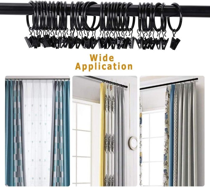 30 Pack Curtain Rings with Clips Hooks Carousel 1