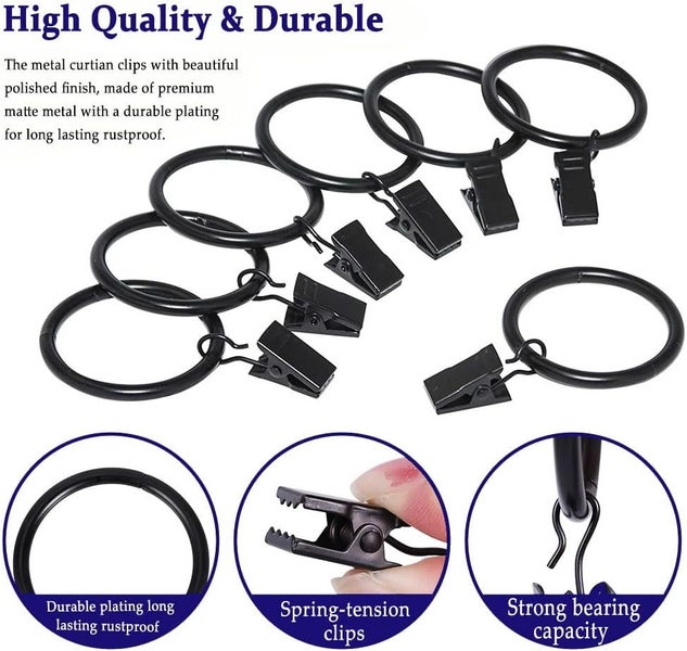 30 Pack Curtain Rings with Clips Hooks Carousel 2