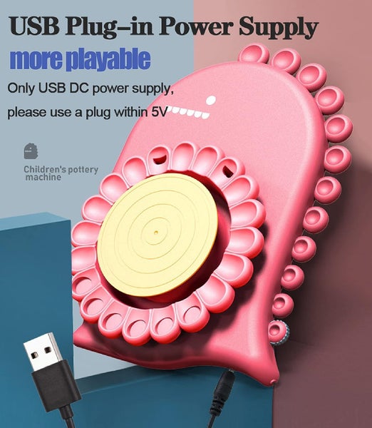 Kids Pottery Wheel Kit-Pink Carousel 1