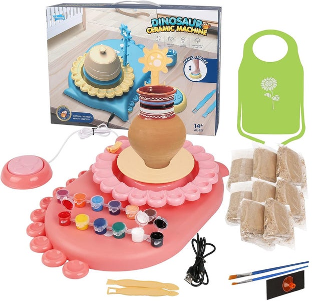 Kids Pottery Wheel Kit-Pink Carousel 5