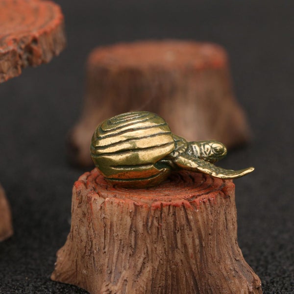Antique Bronze Little Turtlet Figurine Ornament Brass Sculpture Decor Carousel 2