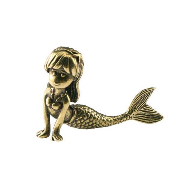 Antique Bronze Mermaid Figurines Ornament Brass Sculptures Metal Decor Carousel 1