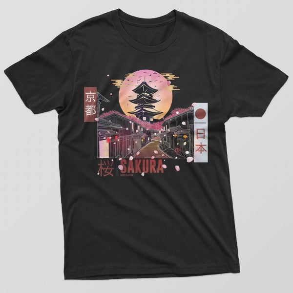 Reality Glitch Kyoto Sakura Japanese Blossom Mens T-Shirt Carousel 2