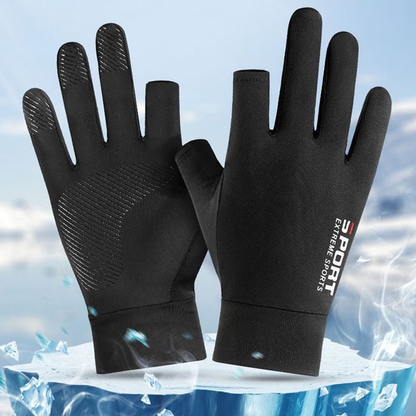 Summer Gloves Men Ice Silk Sun Proction Driving Glove Fishing Gloves Carousel 1