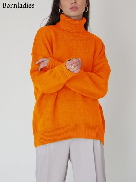 Bornladies Women Turtleneck Sweater CHIC Autumn Winter Thick Warm Carousel 1