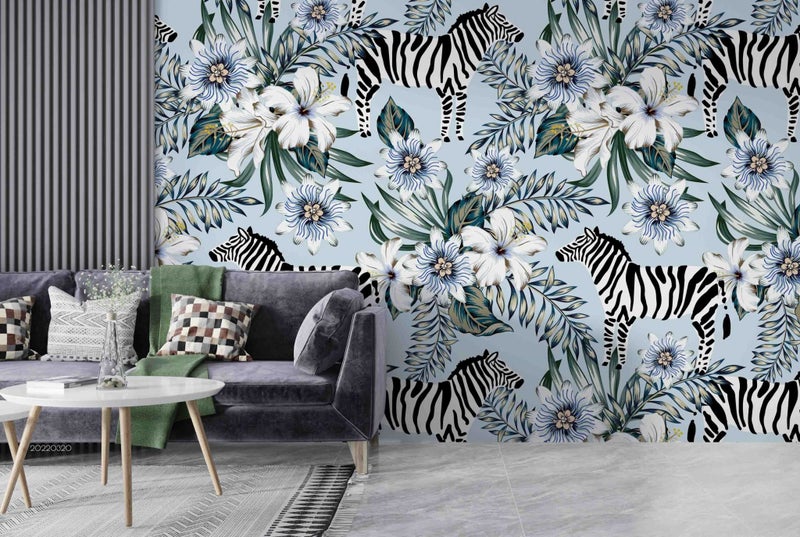 3D Vintage Floral Zebra Pattern Wall Mural Wall Decor Peel & StickWallpaper 33 Carousel 2