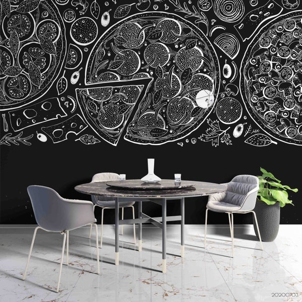 3D Black Pizza Wall Mural Wall Decor Peel & StickWallpaper SF3 Carousel 1