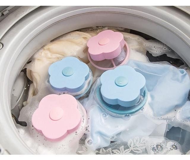 Laundry Mesh Filter Bag Flower Shaped Lint Remove Filter bag Carousel 1