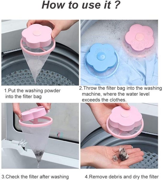 Laundry Mesh Filter Bag Flower Shaped Lint Remove Filter bag Carousel 2