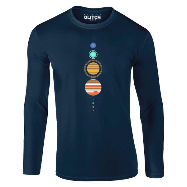 Men's Simple Solar System Long Sleeve T-Shirt Carousel 1