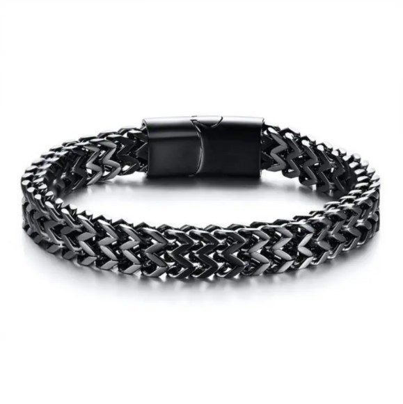 Men's Titanium Steel Double Layered Gun-Metal Black Link Bracelet - LOW RESERVE! Carousel 1