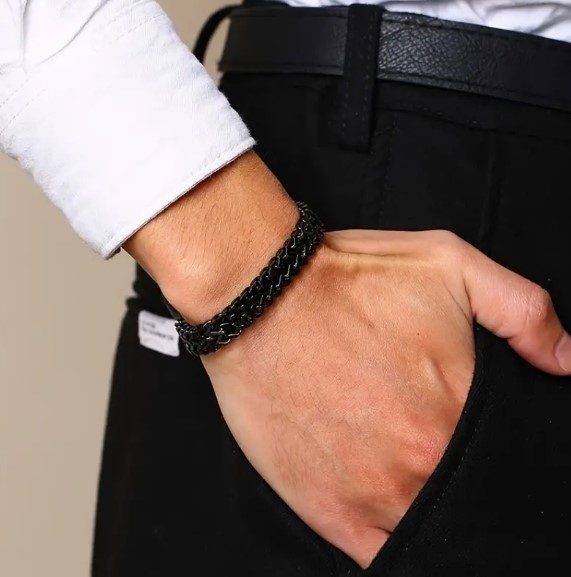 Men's Titanium Steel Double Layered Gun-Metal Black Link Bracelet - LOW RESERVE! Carousel 2