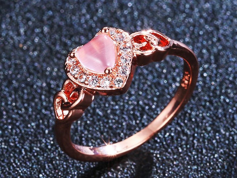 Ring Heart Pink Topaz 18K Rose Gold Plated Ring Carousel 1