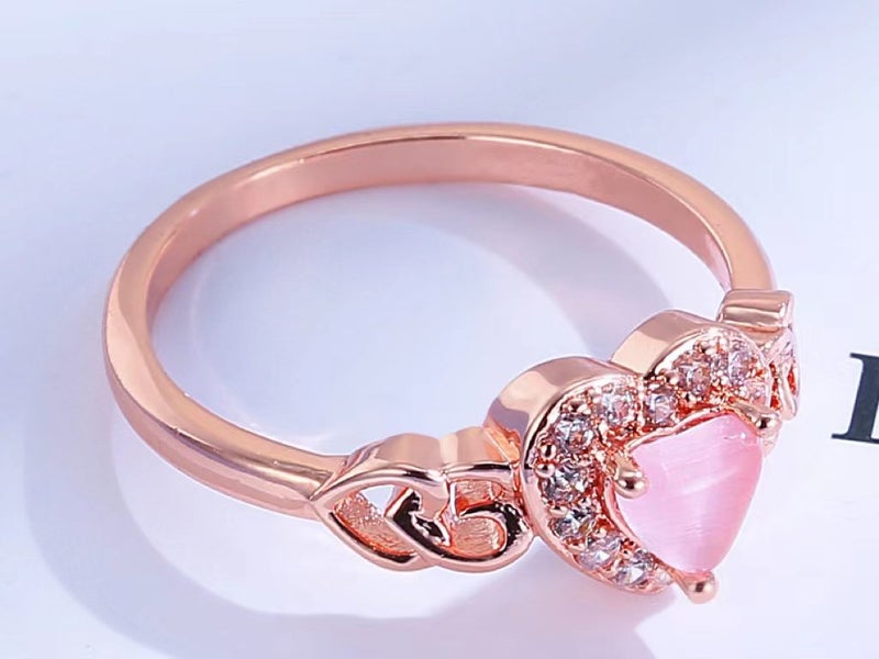 Ring Heart Pink Topaz 18K Rose Gold Plated Ring Carousel 2
