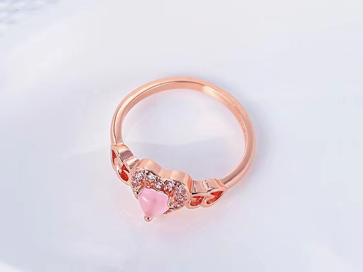 Ring Heart Pink Topaz 18K Rose Gold Plated Ring Carousel 4