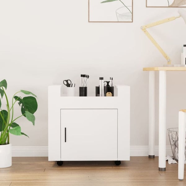 Desk Trolley White 60x45x60 Cm Engineered Wood Nollbn Carousel 1