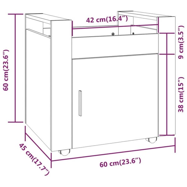 Desk Trolley White 60x45x60 Cm Engineered Wood Nollbn Carousel 2