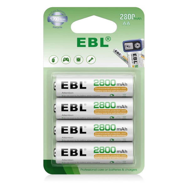 High Capacity 4 Pack AA Rechargeable Battery 1.2V 2800mAh Ni-MH CE Certified Carousel 1