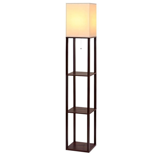 Goslash Picks Artiss Shelf Floor Lamp Vintage Wood Reading Light Storage Orga...64227584527746110