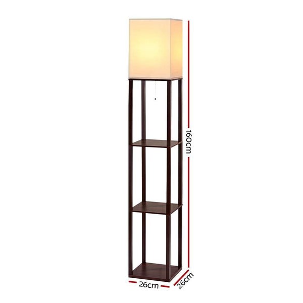 Goslash Picks Artiss Shelf Floor Lamp Vintage Wood Reading Light Storage Orga...64227584527746111