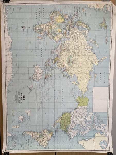 VINTAGE MAP: UBD Wall Map of The World 1970s Carousel 2