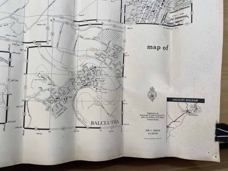 VINTAGE MAP: Dunedin / Mosgiel / Balclutha / Fairfield 1972 Carousel 9