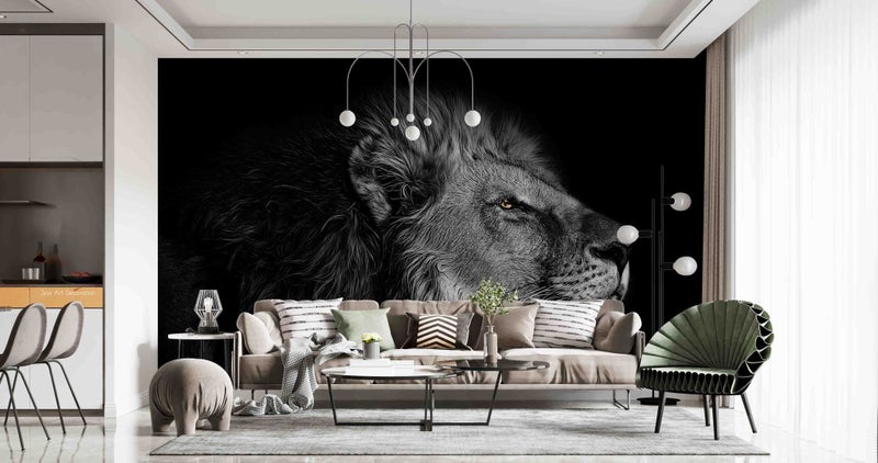 3D Vintage Lion Avatar Black Wall Mural Wall Decor Peel & Stick Wallpaper Carousel 2