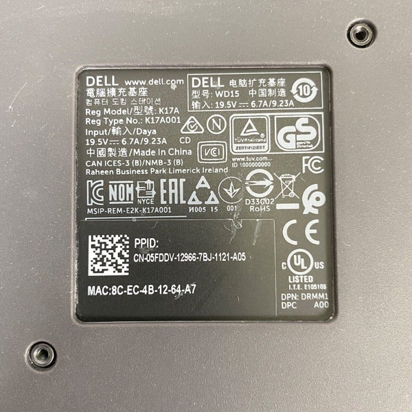 *$99*Used Dell Dock WD15 USB Type-C USB-C K17A Hub Docking Station with adapter Carousel 3