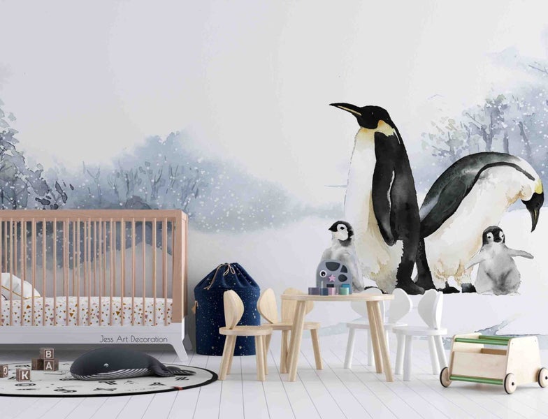 3D Antarctic Penguin Ice Snow Wall Mural Wall Decor Peel & Stick Wallpaper Carousel 1