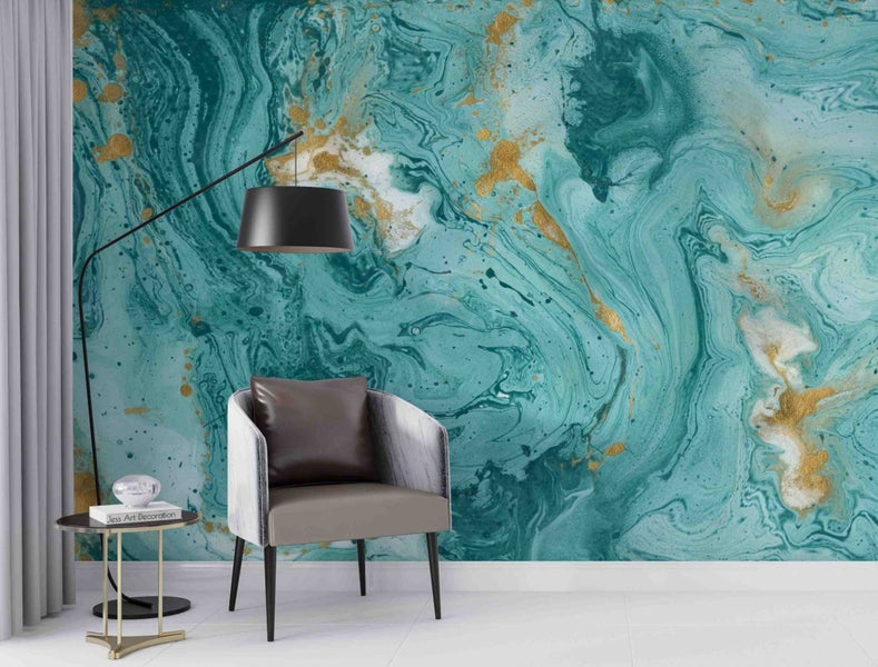 3D Abstract Green Marble Texture Wall Mural Wall Decor Peel & Stick Wallpaper Carousel 1