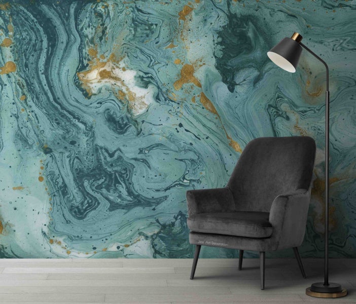 3D Abstract Green Marble Texture Wall Mural Wall Decor Peel & Stick Wallpaper Carousel 2